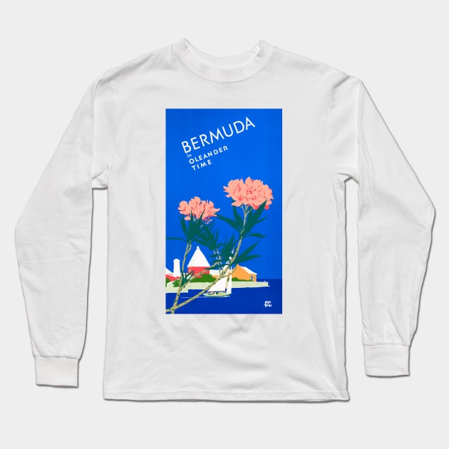 Bermuda In Oleander Time 1952 Adolph Treidler Long Sleeve T-Shirt by rocketshipretro